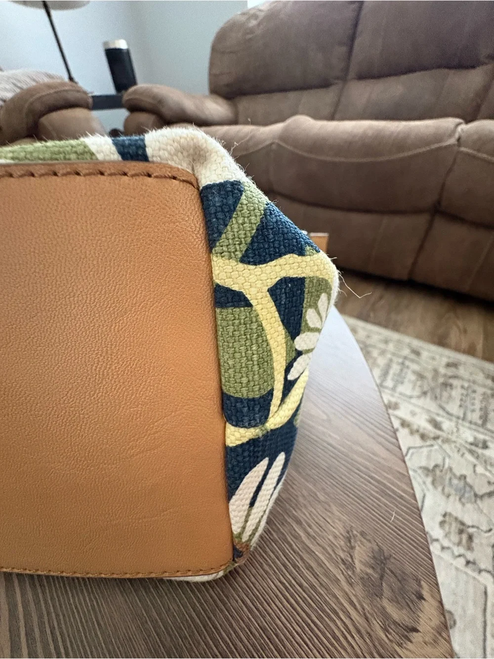 Floral Canvas Satchel with Tan Trim by Relic by Fossil